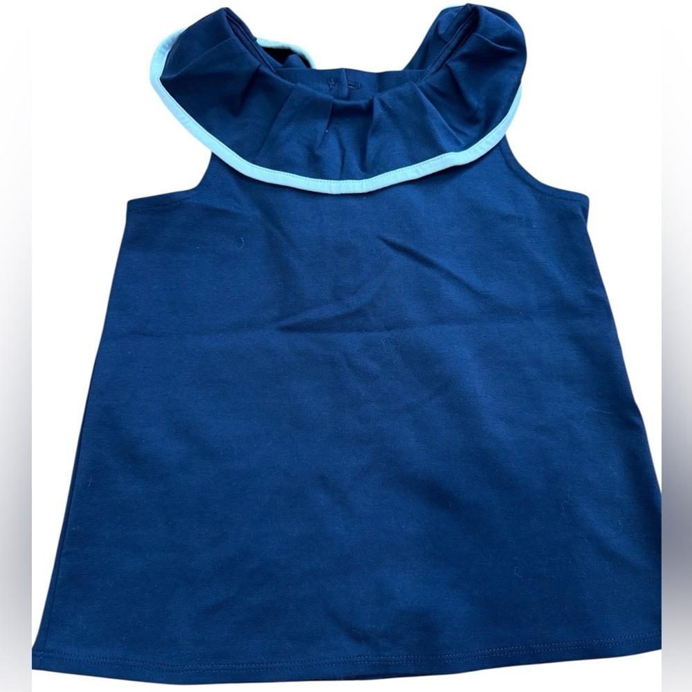 Janie and Jack Dark Blue Knit Dress with Ruffle Trim